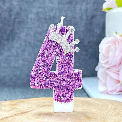 Uplift Treasures Purple Number Birthday Cake Candle 4