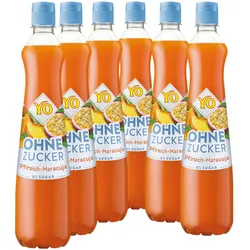 6 × YO Sirup Pfirsich Maracuja ohne Zucker