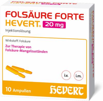 Hevert-Arzneimittel GmbH & Co. KG FOLSÄURE FORTE Hevert 20 mg Inj.-Lösung Amp. 10X2 ml 19831560
