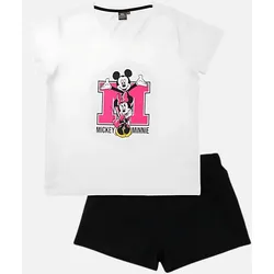 Pyjama Set Kurz - weiß/schwarz - M