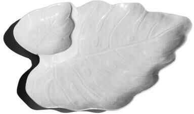 "Abode Homewares Coastal Melamine Leaf Chip and Dip Serving Tray - White - 18.1"" x 14.6"""