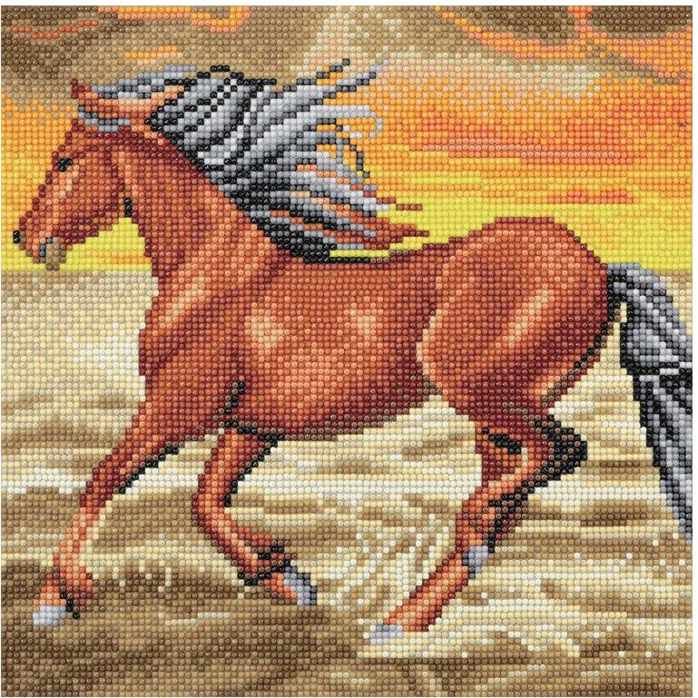 CRYSTAL ART Kit tableau broderie diamant 30x30cm - Cheval au galop