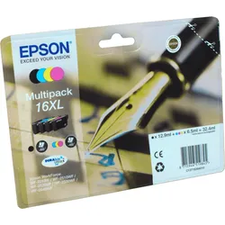 4 Epson Tinten C13T163640 Multipack KCMY 16XL