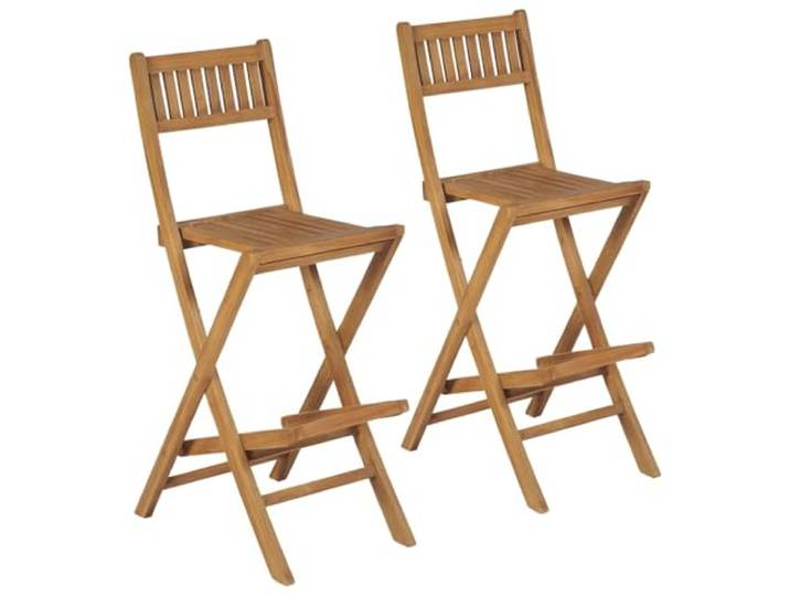 HPUYRFG Klappbare Garten-Barhocker 2 STK Massivholz Teak Technisch getrocknetes Teakholz, glatte Oberfläche, Rückenlehne und Fußstütze, bis 110 kg belastbar, einfache Montage