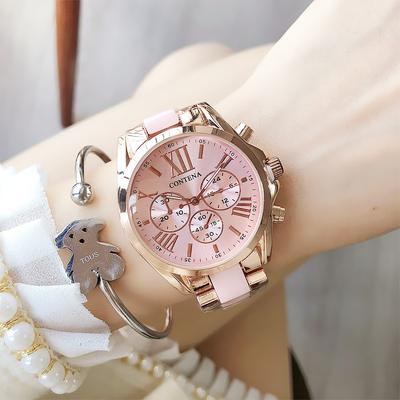 Fusion Finds Luxury Women's Quartz Watch With Elegant Steel Bracelet Fashion Ladies Wristwatch For Women pink