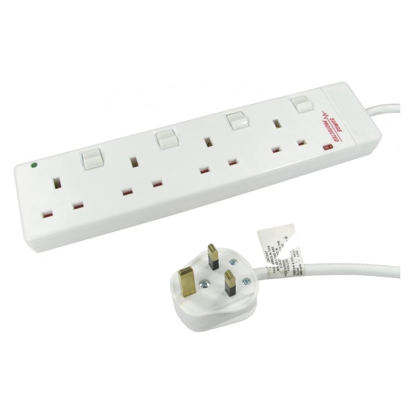 Cables Direct 2m 4 Gang Uk Switch Pow Block Surge (4x, 2 m) (RB-02-4GANGSWD)