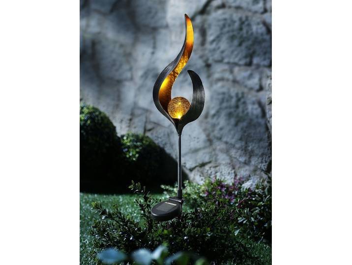 Solar-Stecker Flamme aus Metall, Braun