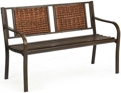 Costway Patio Garden Bench with Powder Coated Steel Frame for Lawn