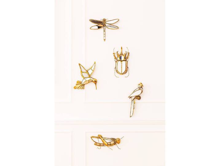 Wandschmuck Beetle Mirror 25 x 39 x 6cm Gold