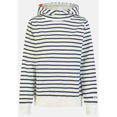 Kapuzenpullover SALZHAUT "Hoodie SUTSCHE - RINGEL", Damen, Gr. XL, blau (navy, sanftes weiß), Pullover Kapuzenpullover