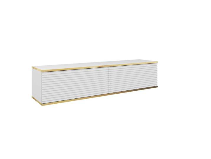 Meuble TV effet bois Blanc et Crème