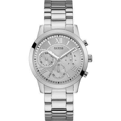 Multifunktionsuhr GUESS "SOLAR", silber (silberfarben), Armbanduhren, Damen, Armbanduhr, Quarzuhr, Damenuhr