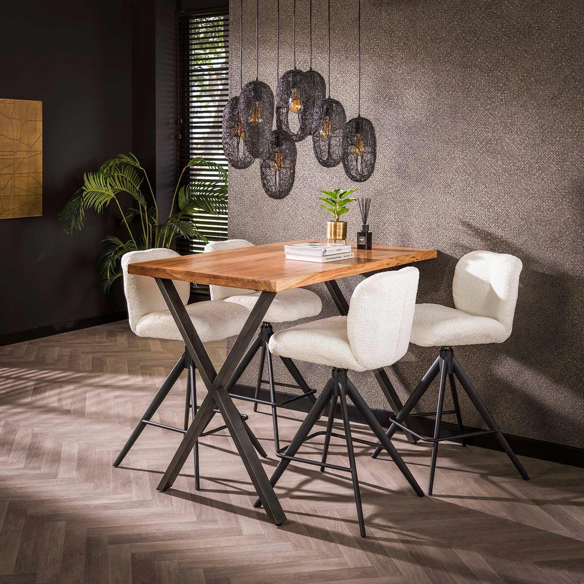 Industriële Bartafel Kevin 140 cm met Kruispoot