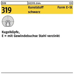 Türgriff + Türgarnitur, Kugelknopf DIN 319 Form E 32 M 8 Kunststoff schwarz Stahlbuchse (Türgarnitur, Türgriff)
