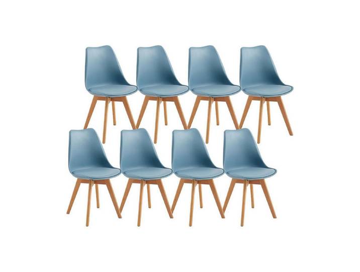 LuxusKollektion Esszimmerstuhl Esszimmerstuhl Retro Morandi Lichtblau 8er Set