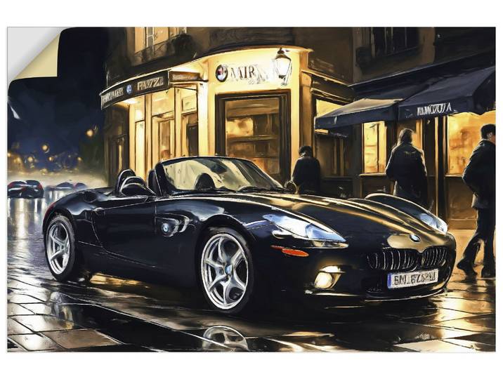 Artland BMW Z8 nachts in Paris Auto 1 Stk. tlg. als Alubild, Leinwandbild, Poster, Wandaufkleber in verschied. Grössen