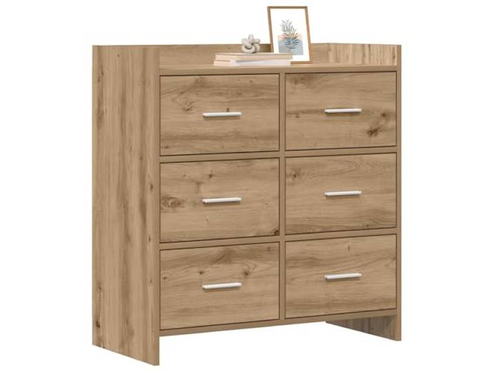 KTHLBRH Anrichte Eiche Handwerk 75 x 33 x 80 cm Technisches Holz, 6 Schubladen, Metallgriffe, leicht zu reinigen, für Esszimmer