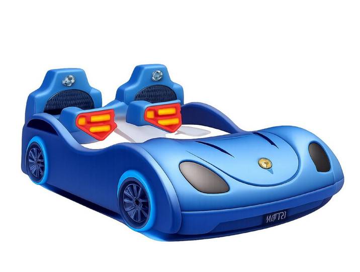 Xlmoebel Autobett Blaues Kinder-Autobett mit Bluetooth-Lautsprechern und, Made in Europa