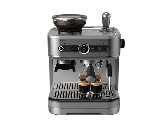 PHILIPS Espressomaschine PSA3218/01 Barista Brew, halbautomatisch, mit 250-g-Bohnenbehälter , silber, 2, Kaffeemaschinen, Siebträger und Milchkanne aus Edelstahl, Silber, Espressomaschine