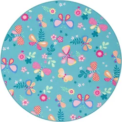 Snapstyle, Kinderteppich, Kinder Spiel Teppich Schmetterling Rund (100 cm)