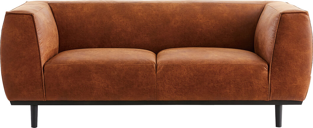 Miliboo Design-Sofa aus Leder in Antikoptik Cognacbraun 2/3-Sitzer MORRIS