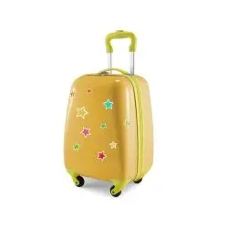 For Kids - Kindergepäck + reflektierende Aufkleber Sterne, Kinderkoffer, Hartschalenkoffer für Kinder, Handgepäck, 24 Liter, Gelb