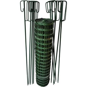 UvV UvV Absperrleinenhalter UVSTOR78-Set, grün, mit Fangzaun, aus Metall,  -Bügel, Ø 14 x 1200mm, 11-teilig