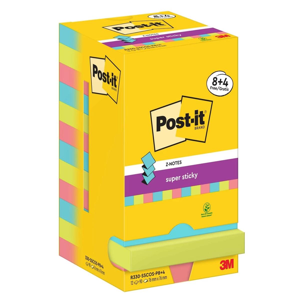 Post-it Super Sticky (76 x 76 mm) (R330-SSCOS-P8+4)