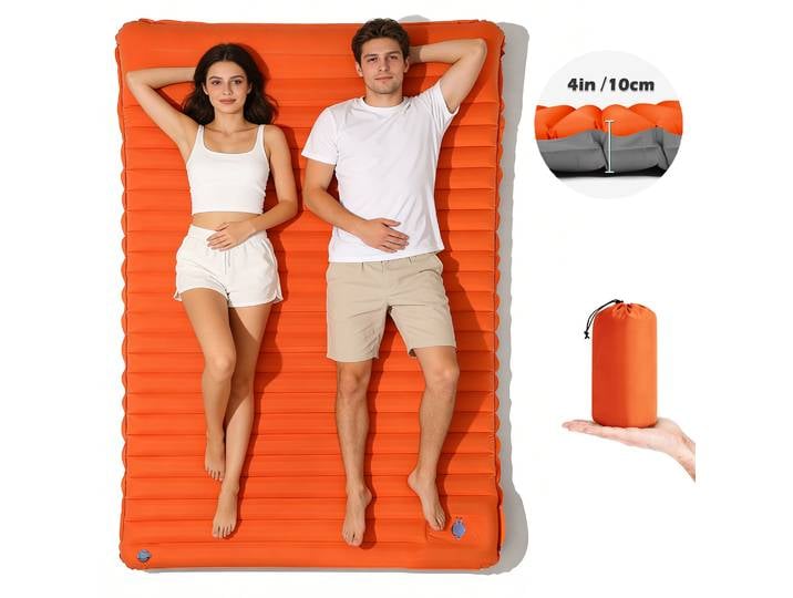 Matelas gonflable ultraléger pour Camping en plein Air, coussin de couchage épais avec oreiller, pompe intégrée, tapis d'air pour Camping et voyage