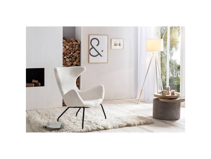 Relaxsessel Northway Weiß/Weiß Material: Metall, Naturfaser Metallart: Eisen Naturfaserart: Fell Oberfläche Metall: Pulverbeschichtet 77 x 95 x