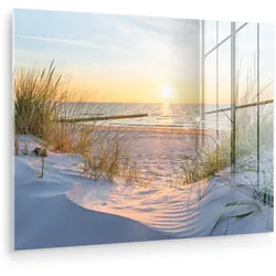 ACRYLGLASBILD Strand - Sonne - Düne - Gras - Sand - Horizont 80x60 cm