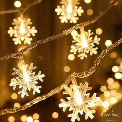 Uplifted Finds LED Snowflake String Garland Fairy Lights USB & Battery Powered Christmas Tree Decor warm White usb 3m 20leds
