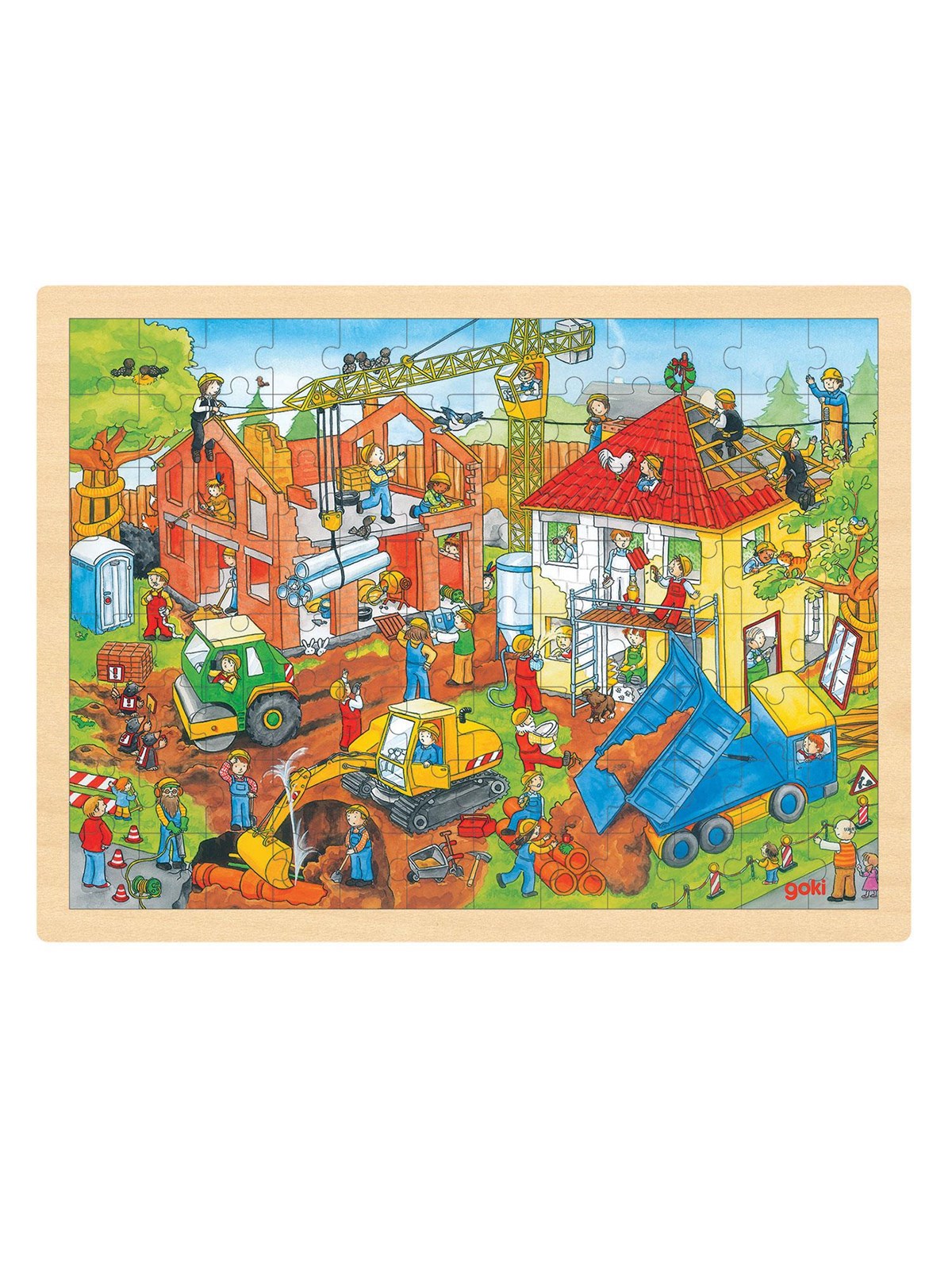 Goki Wooden Jigsaw Puzzle - Construction Site 96p Holz