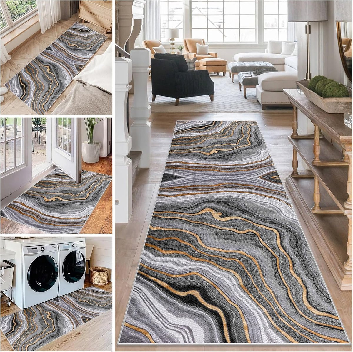 Gangloper Abstract Vloerkleed Loper met Antislip, Machinewasbaar, 80 x 160 cm