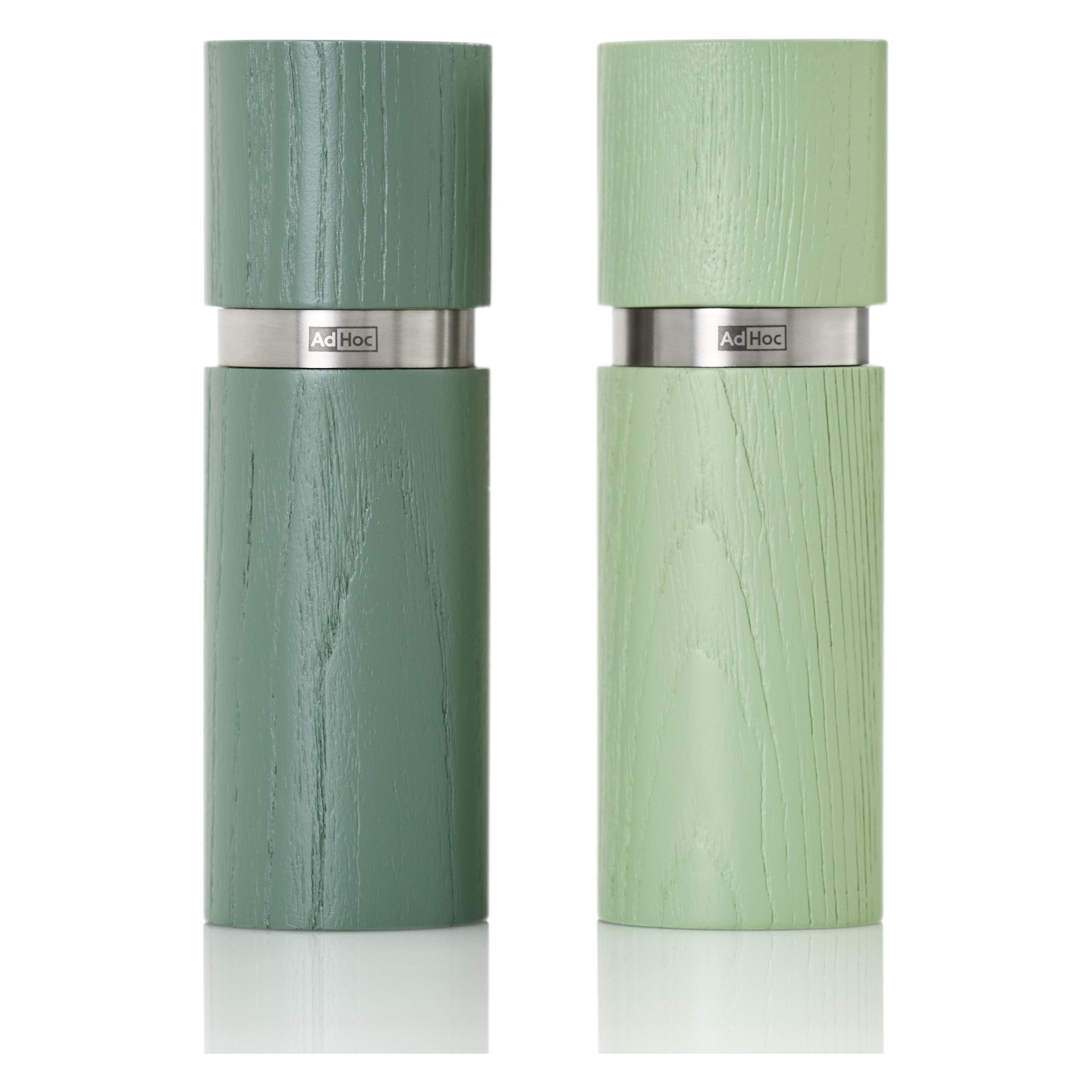AdHoc Set Pfeffer- und Salzmühle Textura, dark green&light green, CeraCut Ceramic Mahlwerk, Eschenholz la (Pfeffer, Salz) (43350299)