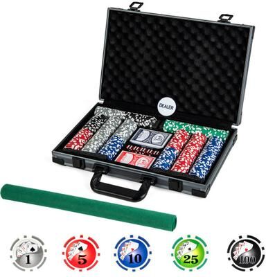 Costway Texas Holdem Poker Chip Set Casino Poker Chips with 400 Pieces Chips-Black