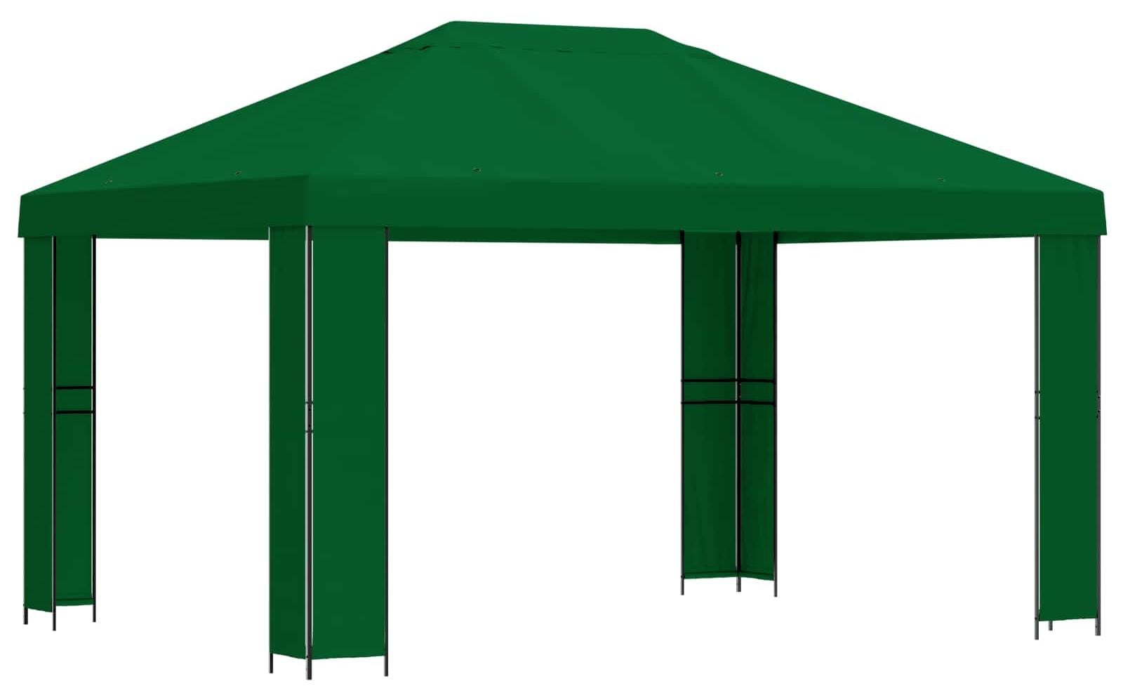 vidaXL Pavillon groen van polyester en staal, 4 x 3 meter
