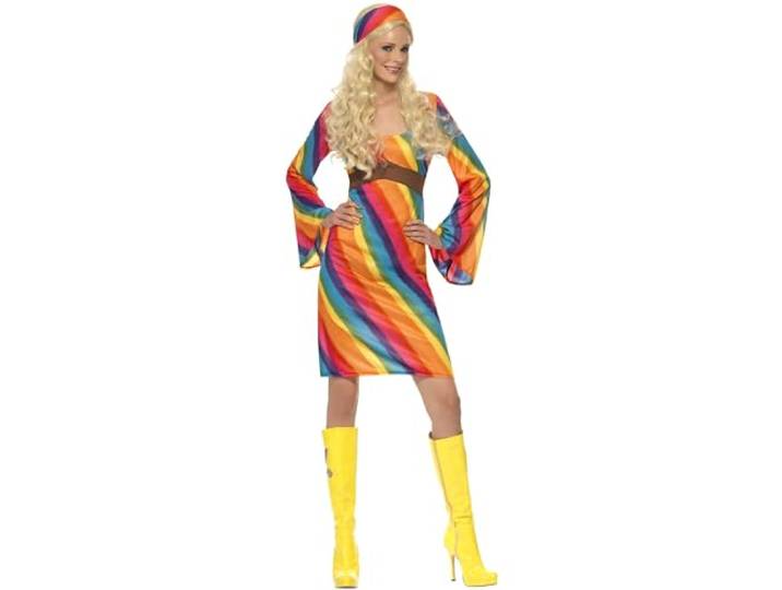 Smiffys Rainbow Hippie Costume, Multi-Coloured