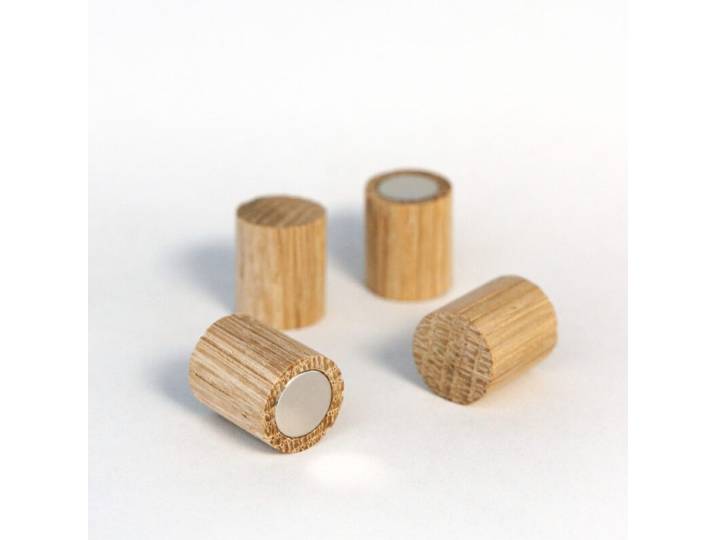 Metallbude Ela Holzmagnete rund 4er Set Natur, Skandinavisch