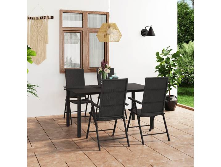 Gartenlounge-Set \ Fritzlar\ aus PE-Rattan, Aluminium mit Pulverbeschichtung in Schwarz. Abmessungen (B/H/T) 55x105x64 cm
