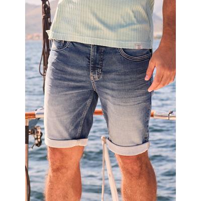5-Pocket-Hose LERROS "Flexible 5-Pocket Denim-Shorts im bekannten BAXTER-Style", Herren, Gr. 32, blau (mid blau used wash), 98% Baumwolle, 2% Elasthan, Hosen 5-Pocket-Hose