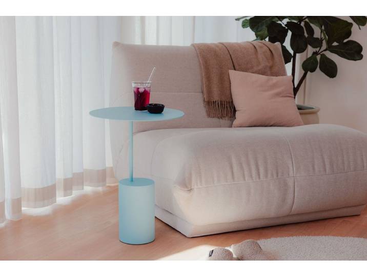 Couchtisch-Beistelltisch Ciro – Edelstahl-Design für Indoor & Outdoor - Blauberry Soda - Luxusbetten24