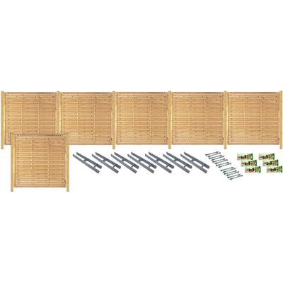 Sichtschutzelement TETZNER & JENTZSCH "Las Vegas 4", beige (natur), H:180cm, Massivholz, Stahl, Zaunelemente, kesseldruckimprägniert