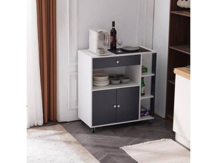 Desserte de Cuisine - ALIGHTUP - Gris - Tiroirs et Rangement - 80x39x86.5cm
