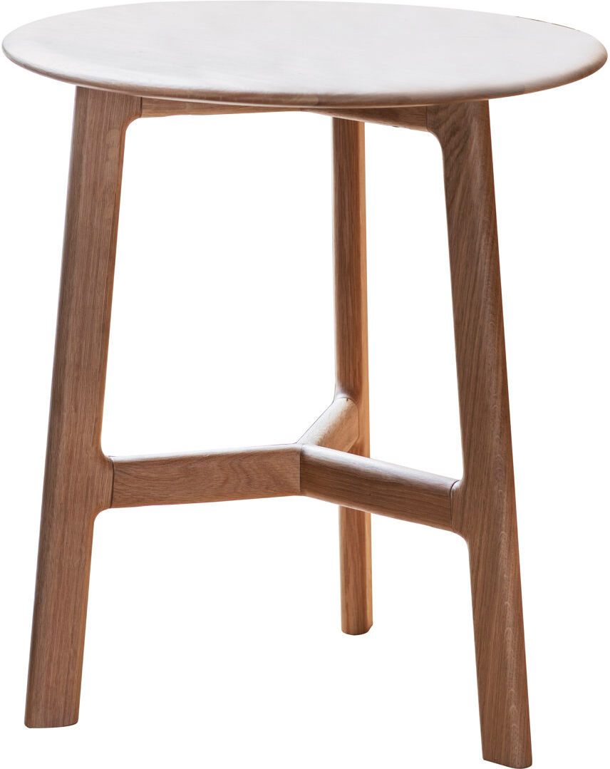 Gracie Oaks Anneliese Solid Wood Top Three Leg Round Side Table White 57.5cm H X 50cm W X 50cm D