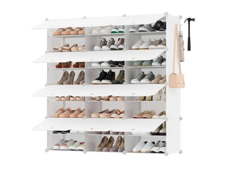 Étagère à chaussures - SONGMICS - 12 compartiments - Modulable - Blanc nuage