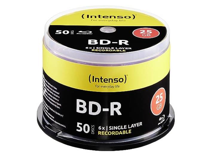 Intenso Blu-Ray 25 GB, 6 x snelheid, recorkabel, 50 stuks taartdoos