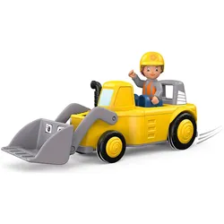 Siku 0146 - Toddys Luke Loady, Spielzeugauto mit Rückziehmotor und Spielfigur, gelb/grau