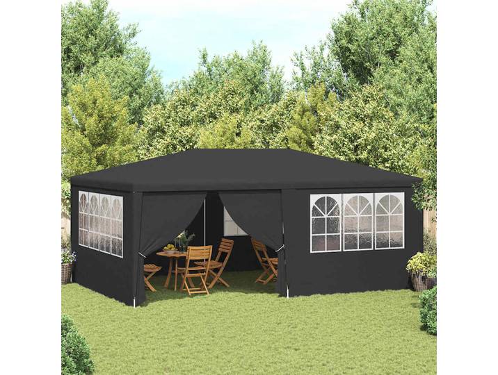 Tente de réception et parois latérales 4x6 m Anthracite 90g/m² auvent de camping familial Tente pliante portable protection solaire pergola imperméable