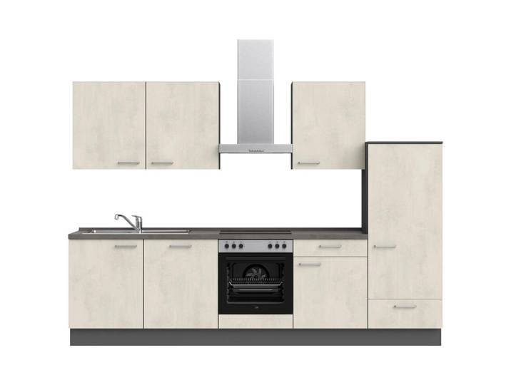 Küchenleerblock, Grau & Weiß, 300 cm, Metall, 2 Schubladen, Nobilia